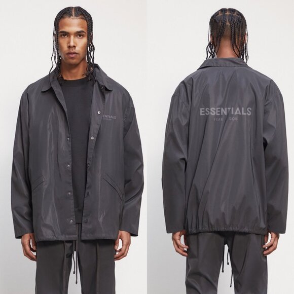 Fear of God Essentials Black Reflective Coach Jacket Size L - Picture 1 of 8